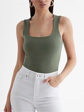 Express Olive Square-Neck Tank Top